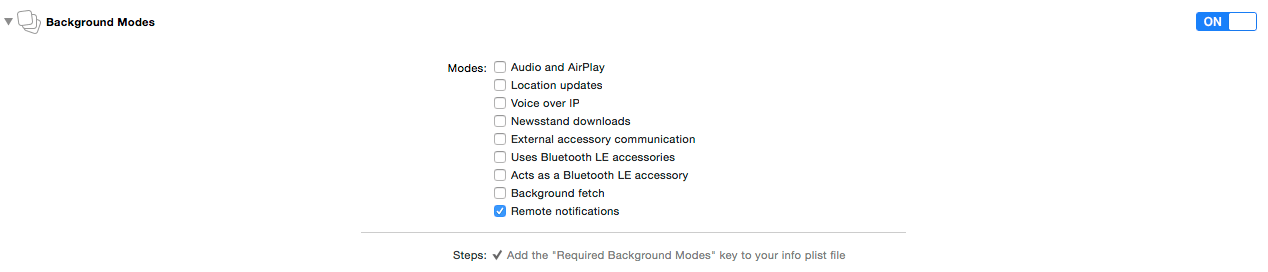 Ios push sdk setup background modes